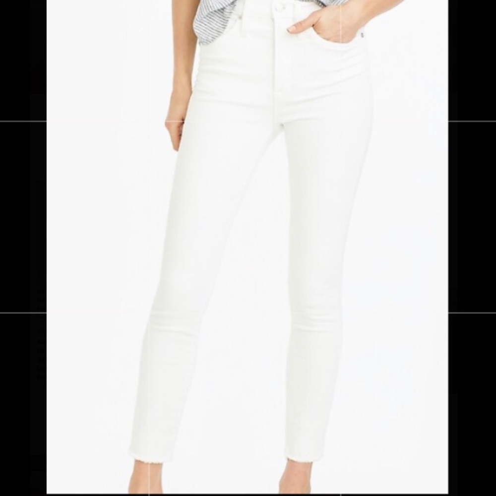 J. Crew Toothpick High Rise white cropped jeans